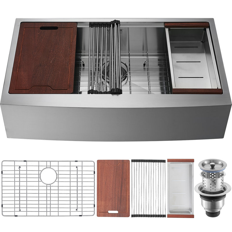 Single Bowl Stainless Steel Kitchen Sink, 838mm L x 559mm W