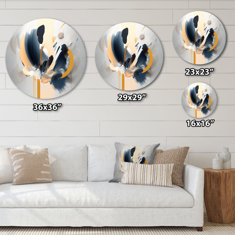 Abstrait fleur abstraite, art mural rond en métal, H 29 po x l 29 po x P 1 po