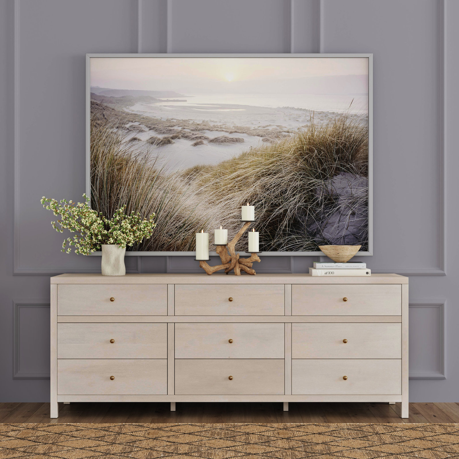 Celine 84" Acacia Double Dresser, Antique Taupe
