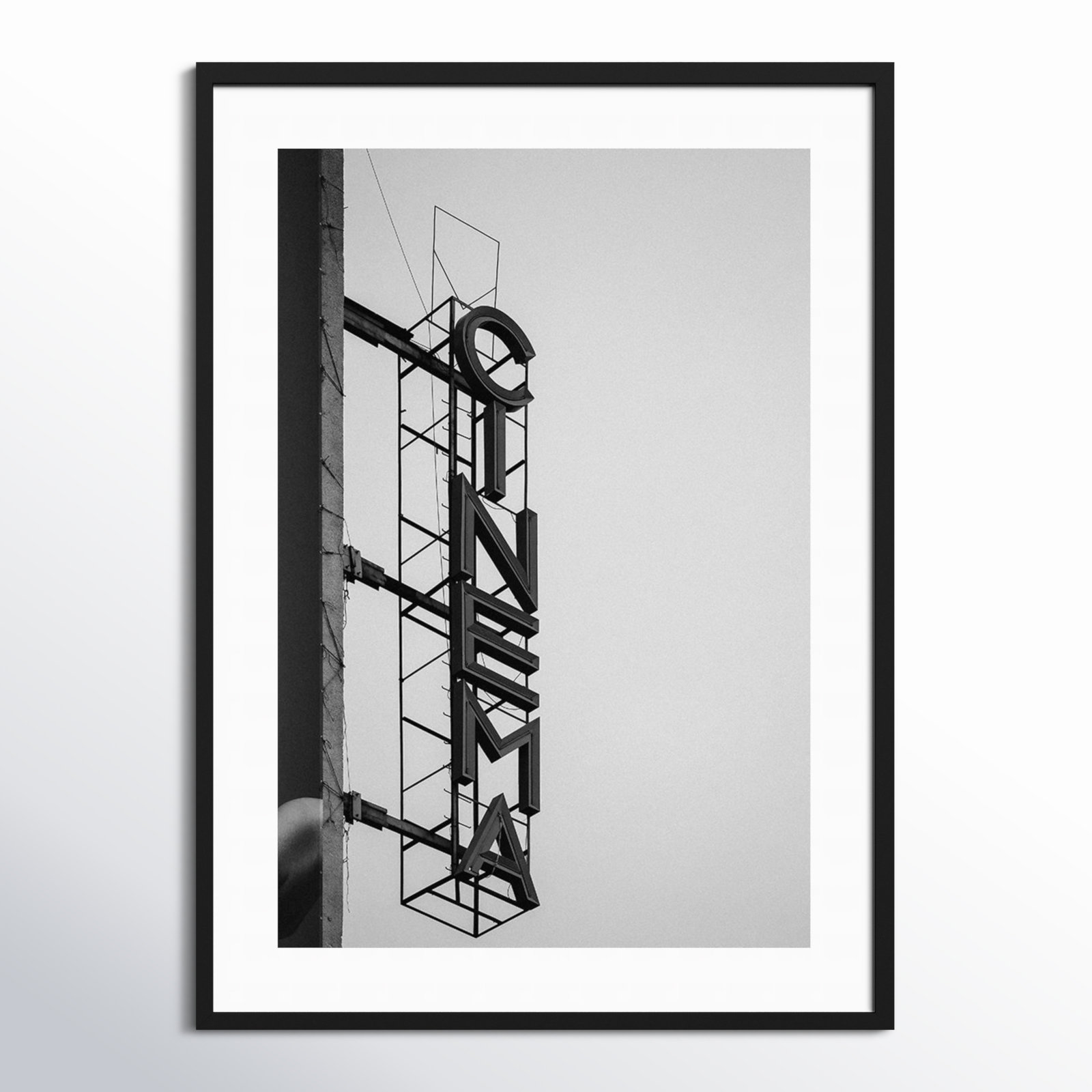 Cinema Marquee Sign Photo Print, 43.12" H x 31.12" W x 0.88" D, Black