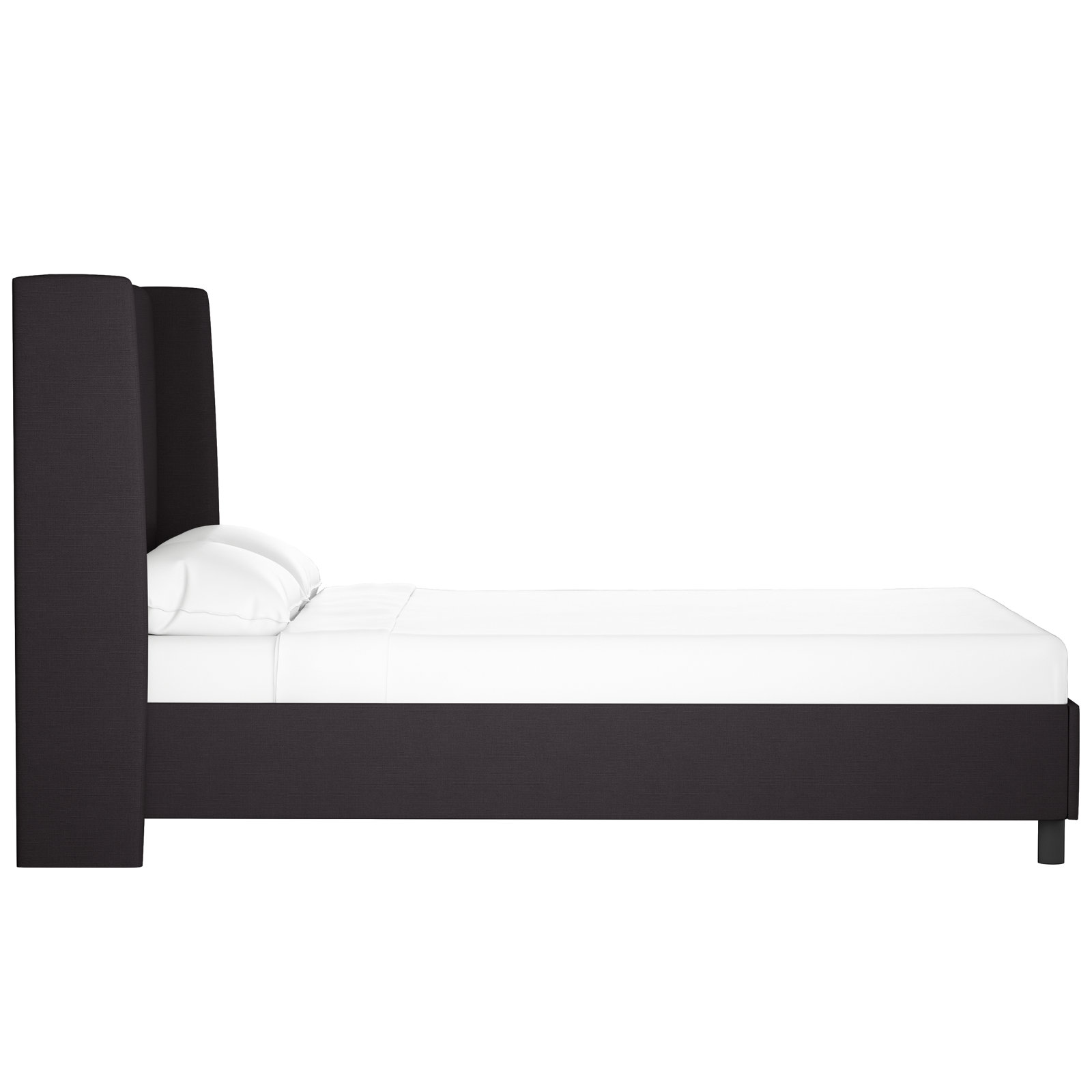 Tilly Linen Upholstered Wingback Bed, King, Classic Black Linen