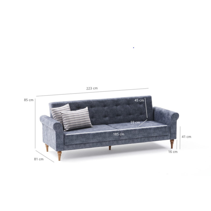 Canapé-lit rembourré 87,8 po Lyndsey, 100 % polyester anthracite
