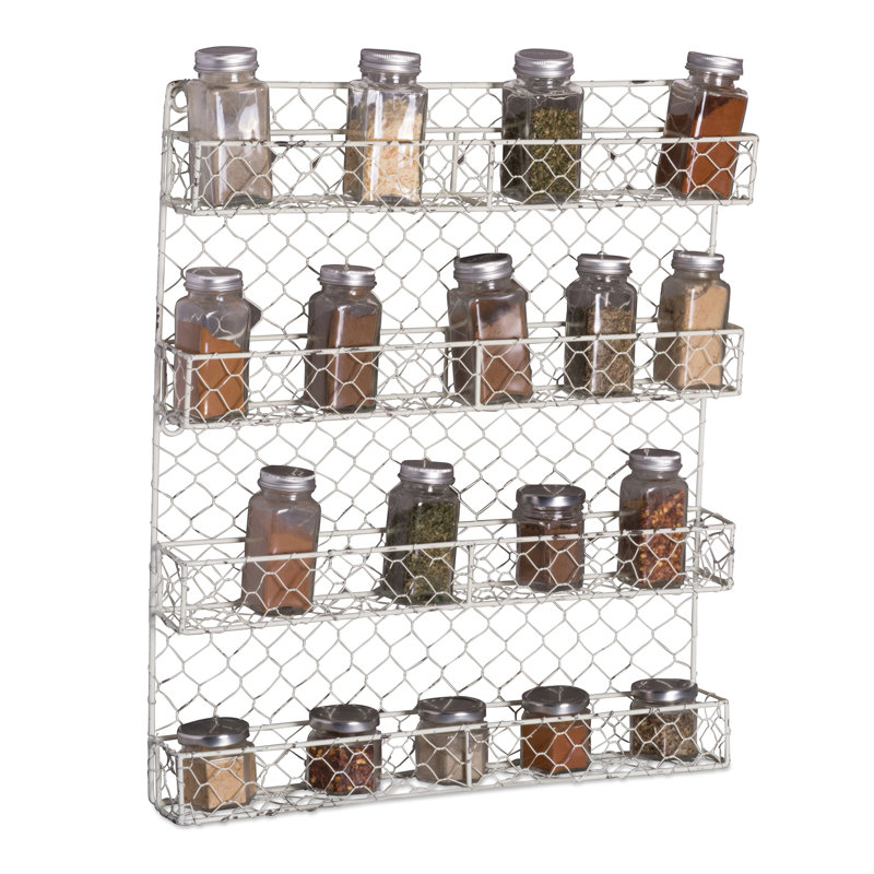 Ohagan Wall Spice Rack with Adjustable Racks, Antique White
