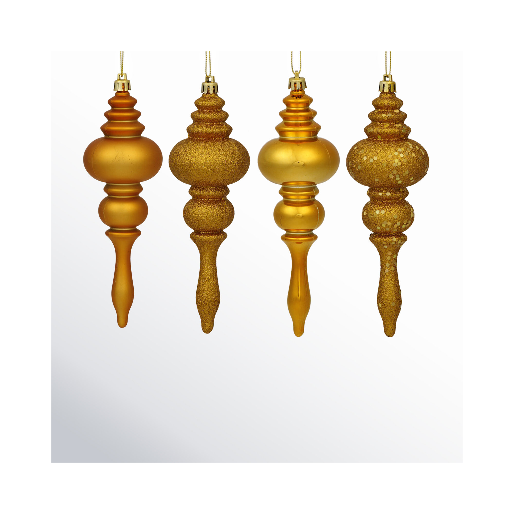 7" Finial Ornament 8/Pk, Antique Gold