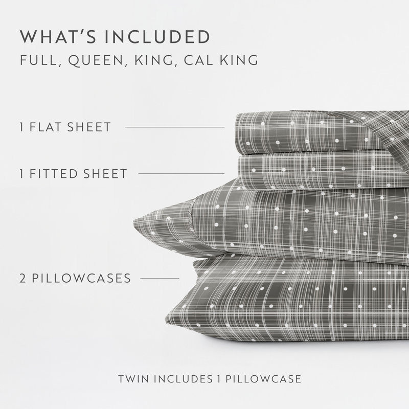Becky Cameron™ Polka Dot Pattern Microfiber Sheet Set, Gray, Full