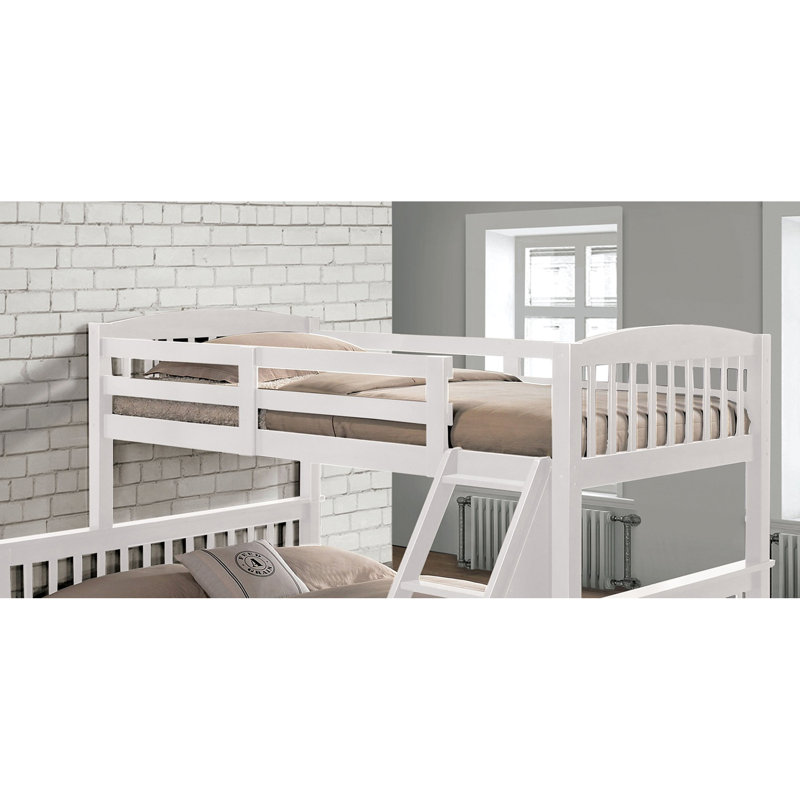 Lit superposé simple transitionnel avec lattes angulaires et de couleur blanche, bois massif, l 60 po x P 81 po H 68 po, pour la finition de chambre à coucher