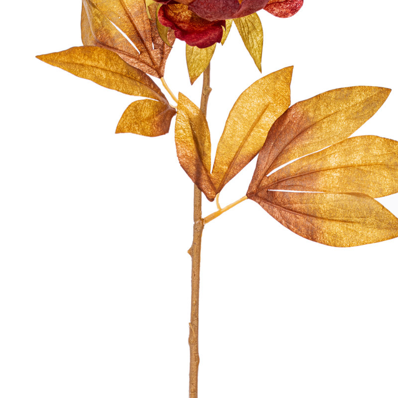 Vickerman 21" Artificial Red/Brown Peony Stem 6/Bag. Recommended for indoor use., Brown