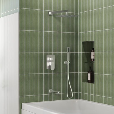 Pressure Balance Shower System 10" Rainfall Tub And Shower Faucet With Rough-In Valve