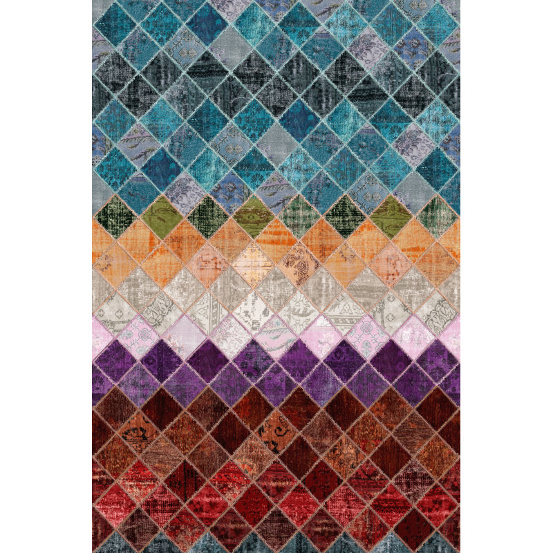Selisa Performance Washable Patchwork Indoor / Outdoor Rug, Rectangle 3'11" x 6'7"