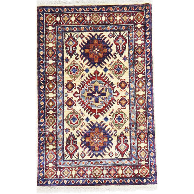 Super Kazak géométrique ivoire 2 pi 7 po x 4 pi 1 po