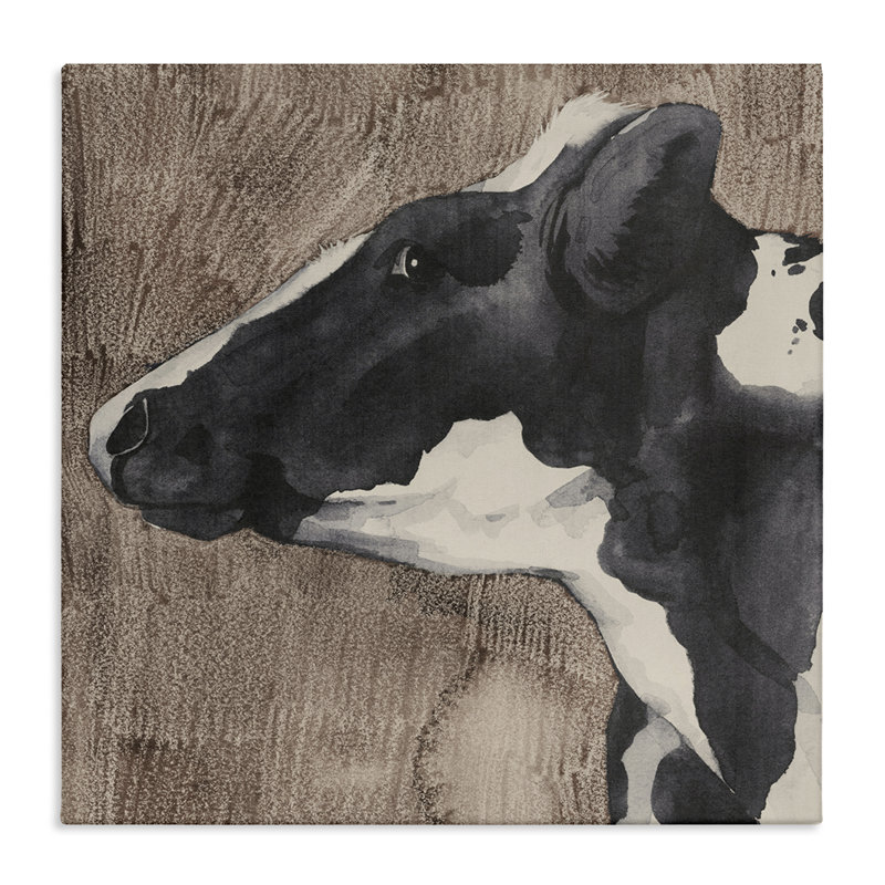 Art rustique sur toile, "Vache rustique" par Grace Popp, H 36 po x l 36 po