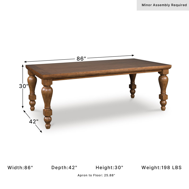 Table de salle à manger Chadworth, 30'' H X 86'' W X 42'' D