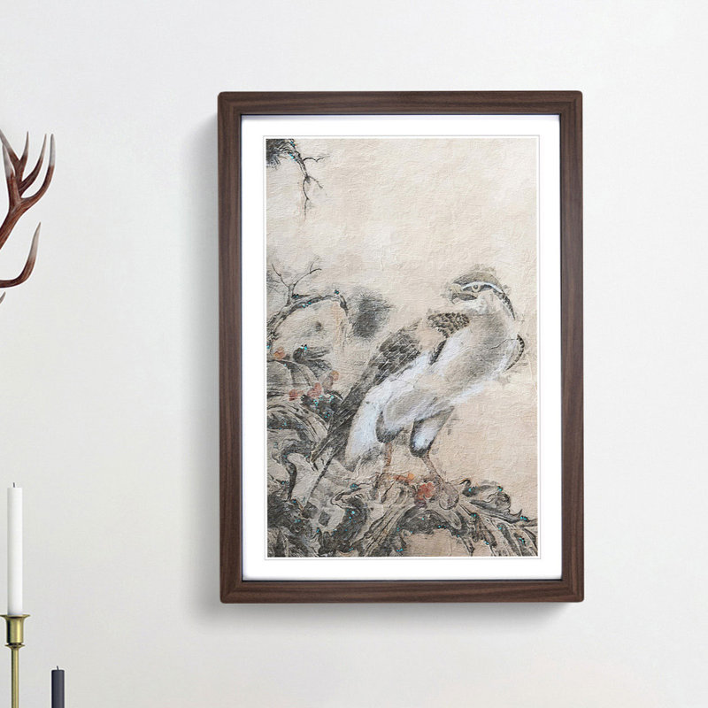 Eagle by Lang Shining - Picture Frame Painting Print, 48cm H x 36cm W x 2cm D, Walnut Framed