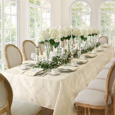 Burchfield Solid Floral Jacquard Damask Polyester Tablecloth