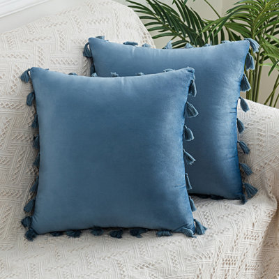 Velvet With Tassle Tassels Velvet Reversible Throw Pillow