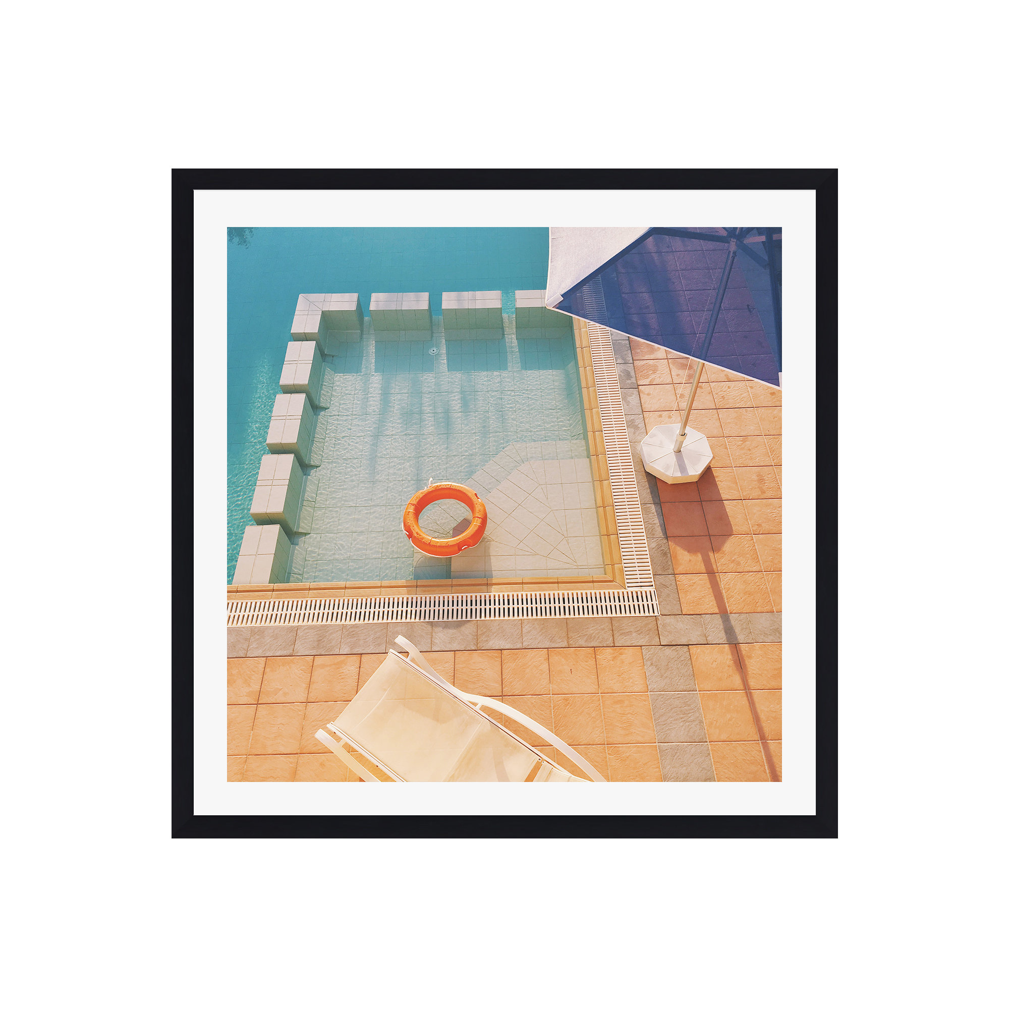 Cassia Beck Swimming Pool by Cassia Beck, 12" H x 12" W  , No, Black Floater Framed