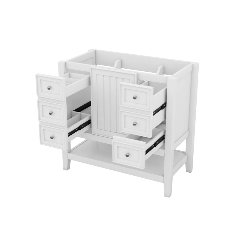 Base de meuble-lavabo 36 po seulement sans lavabo, base de meuble seulement, meuble-lavabo avec armoire et 3 tiroirs, Blanc