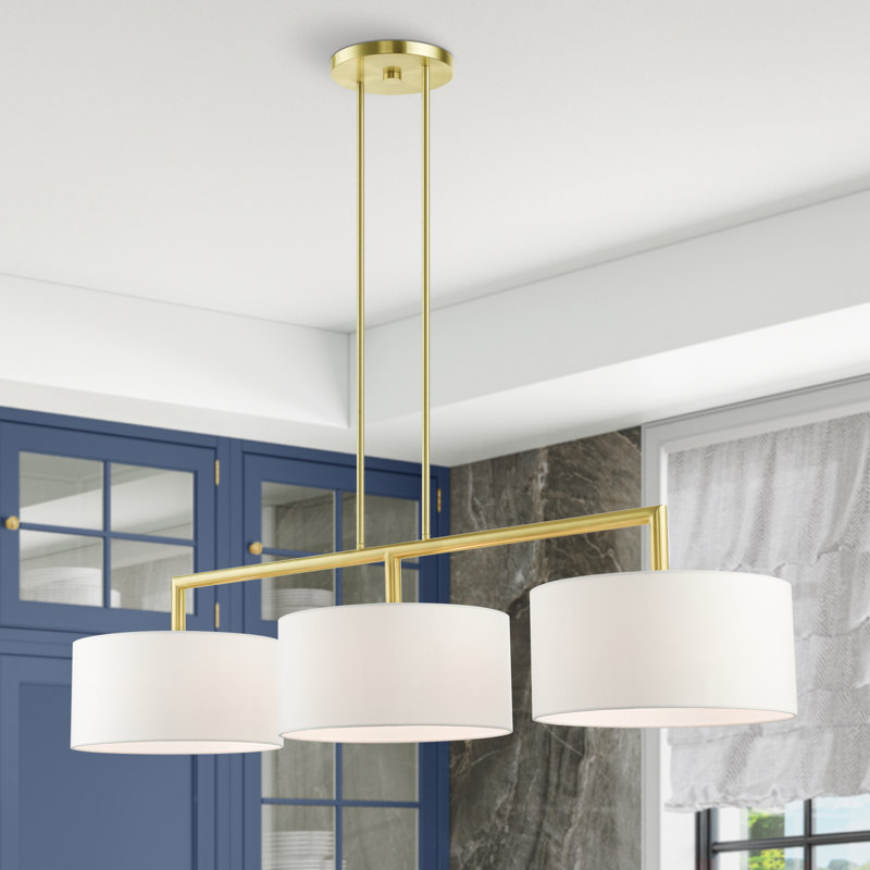 Luminaire suspendu pour îlot de cuisine 3 lumières Konur , Laiton satiné