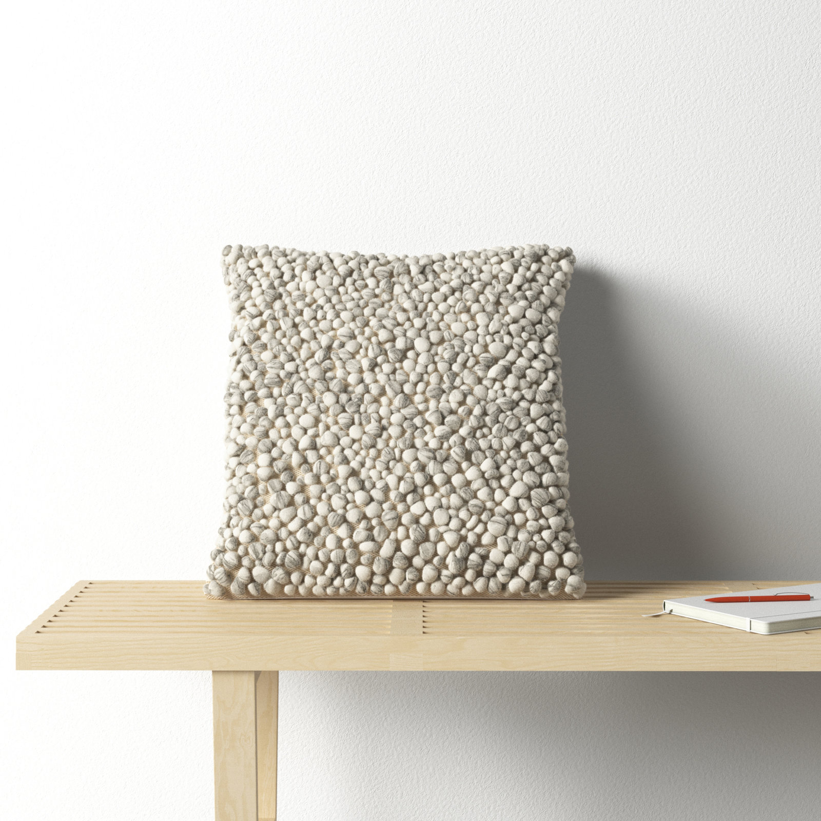 Upson 22" x 22" Wool Pillow Cover, Light Gray, Polyester