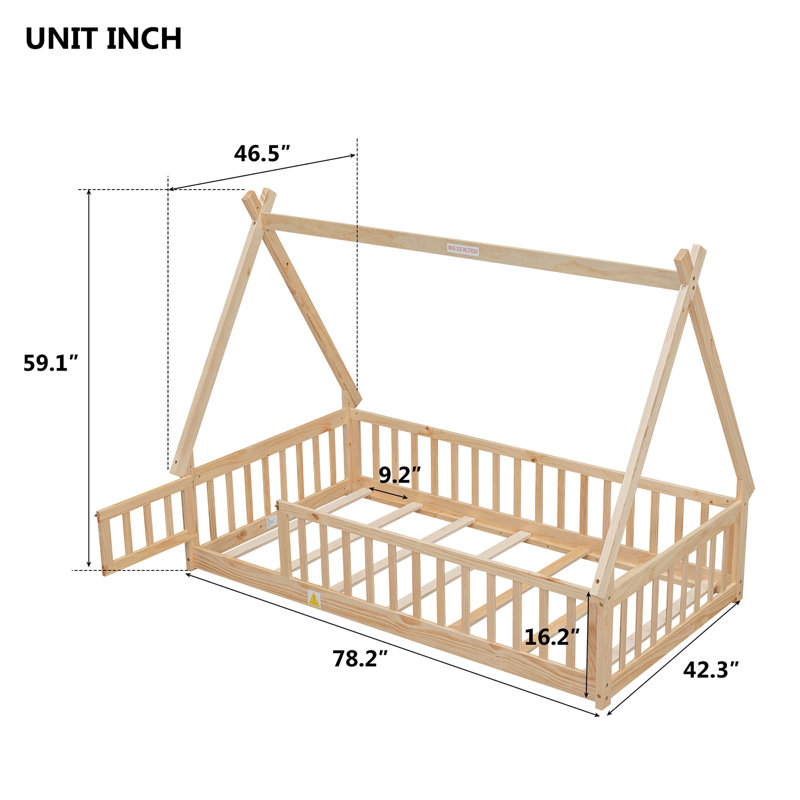 Lit pour enfant Dhima, Naturel, Simple
