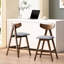2 tabourets de comptoir Mid-Century 2 - gris foncé rembourrés et 2 pieds en bois d'hévéa