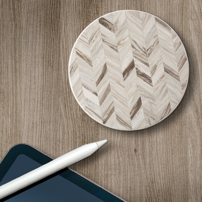 Sous-verres en pierre absorbants - ensemble de 4 - marbre à chevrons