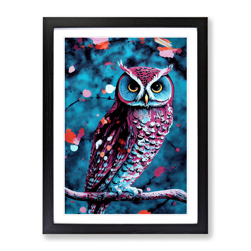 Owl In A Tree - Single Picture Frame Print, Black, 34cm H x 25cm W x 2cm D