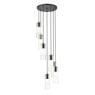 Lustre à niveaux gradués en acier à 7 lumières Preisler