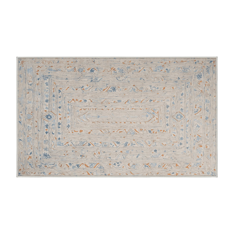 Machine Washable Beige Area Rug, Rectangle 3' x 5'