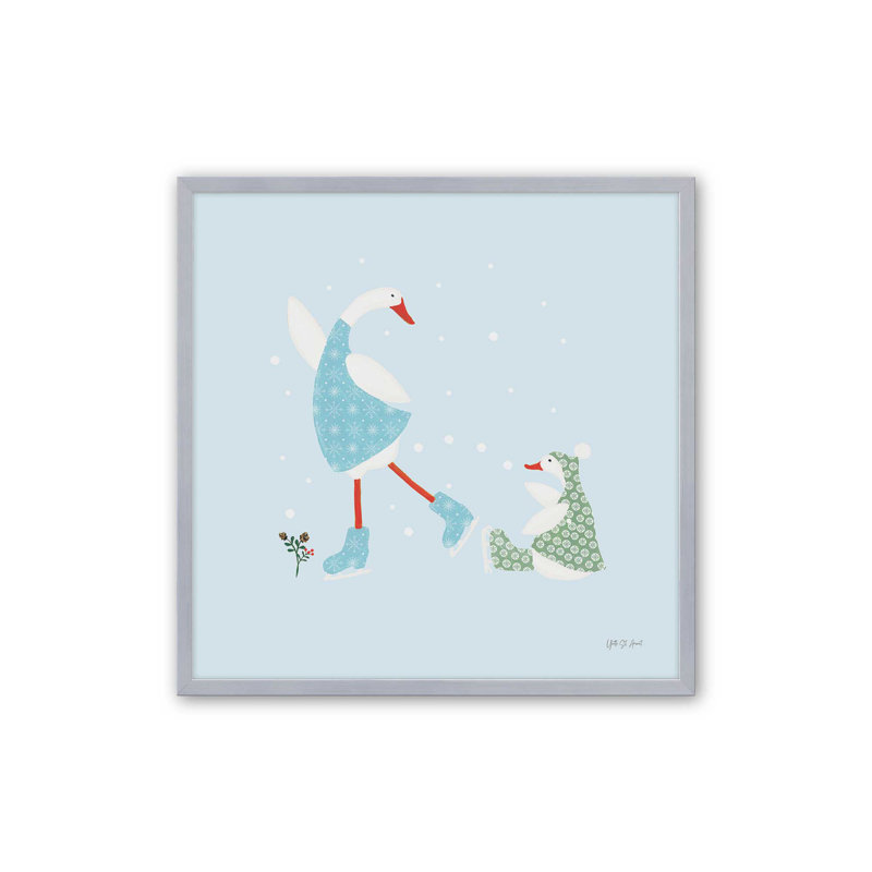 «Ducks in the Snow III» par Yvette St. Amant, reproduction d'art, H 36 po x l 36 po, Argent