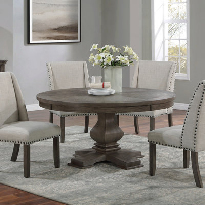 Traditional Formal Round Dining Table 54"Dia Oak Pedestal Base