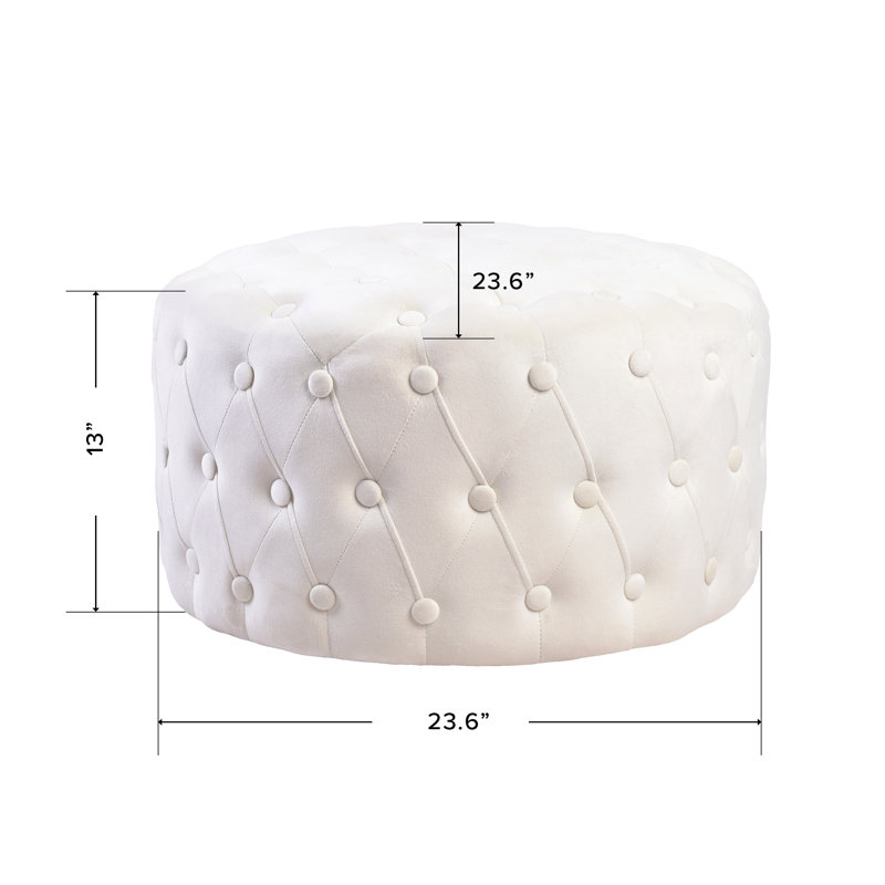 Repose-pieds capitonné en velours Vivienne, Velours blanc