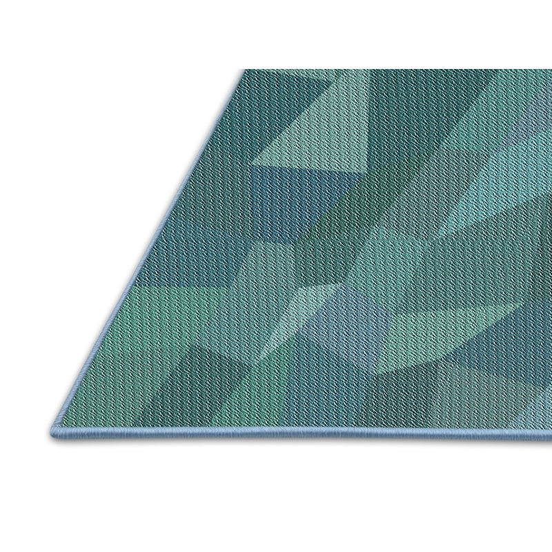 Tapis vert/gris à motif sea, Rectangle 4 pi x 6 pi