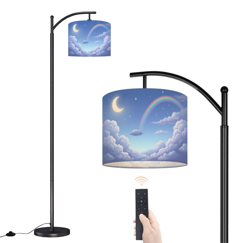 Lampe sur pied à arc avec abat-jour réglable Dreamy Sky Rainbow Crescent Moon