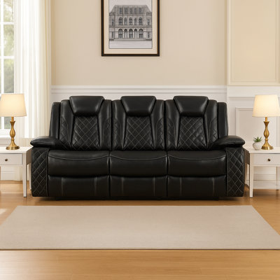 Power Living Room Furniture Sets,Electric Recliner Chair With LED Light,Sectional Sofa Loveseat With Wireless Charging,Spacious Storage,3-Seater