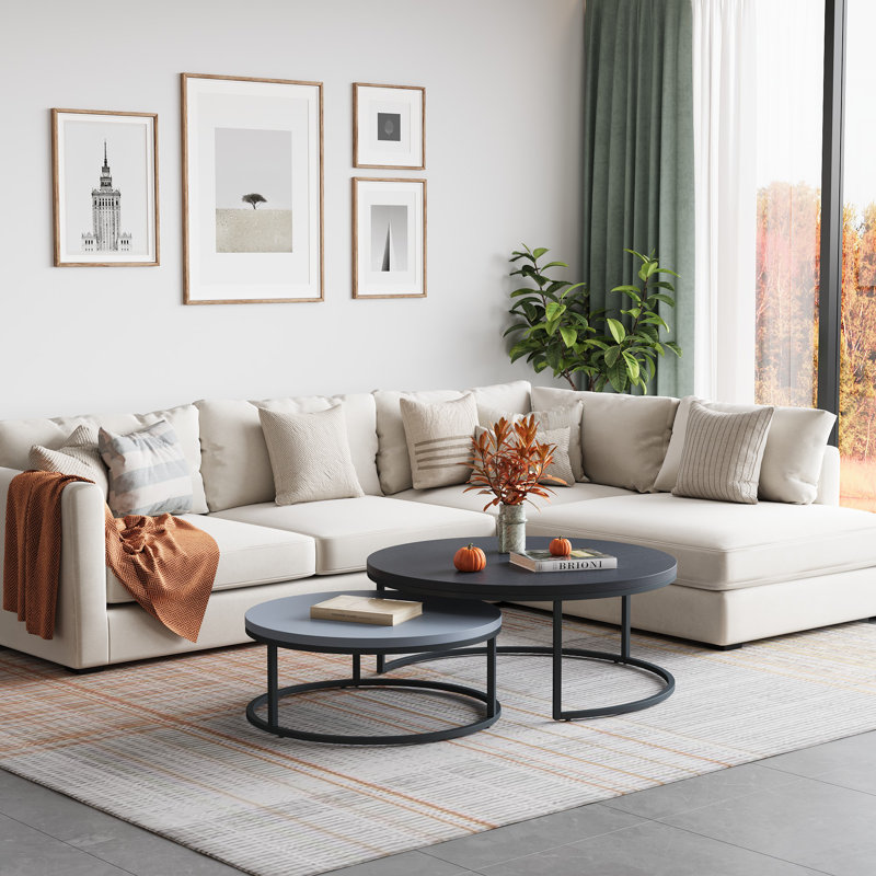 Lansdowne Wood Top Nesting Coffee Table, Gray