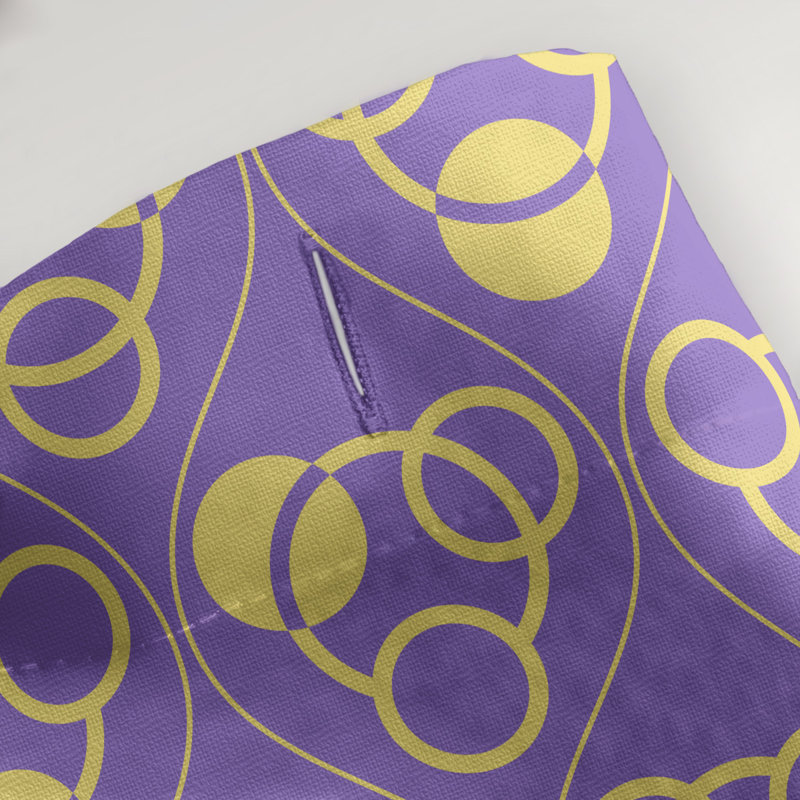Rideau de douche simple cercles et vagues classic, Mauve / Jaune