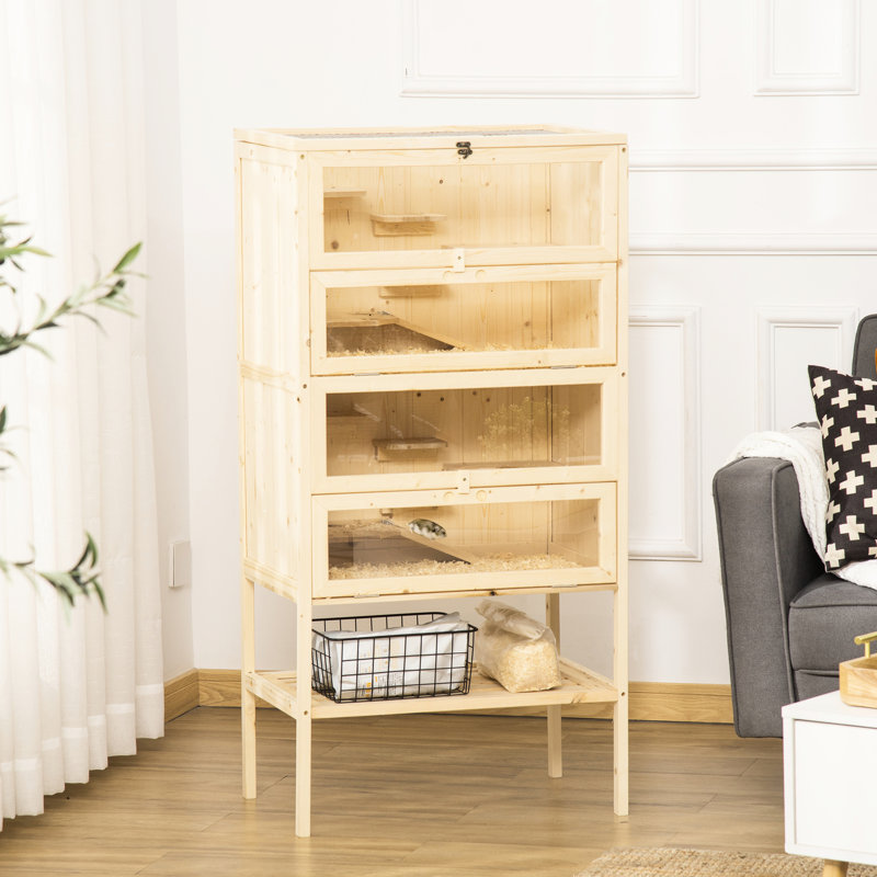 5 espaces de rangement pour hamster avec vue dégagée et tablette