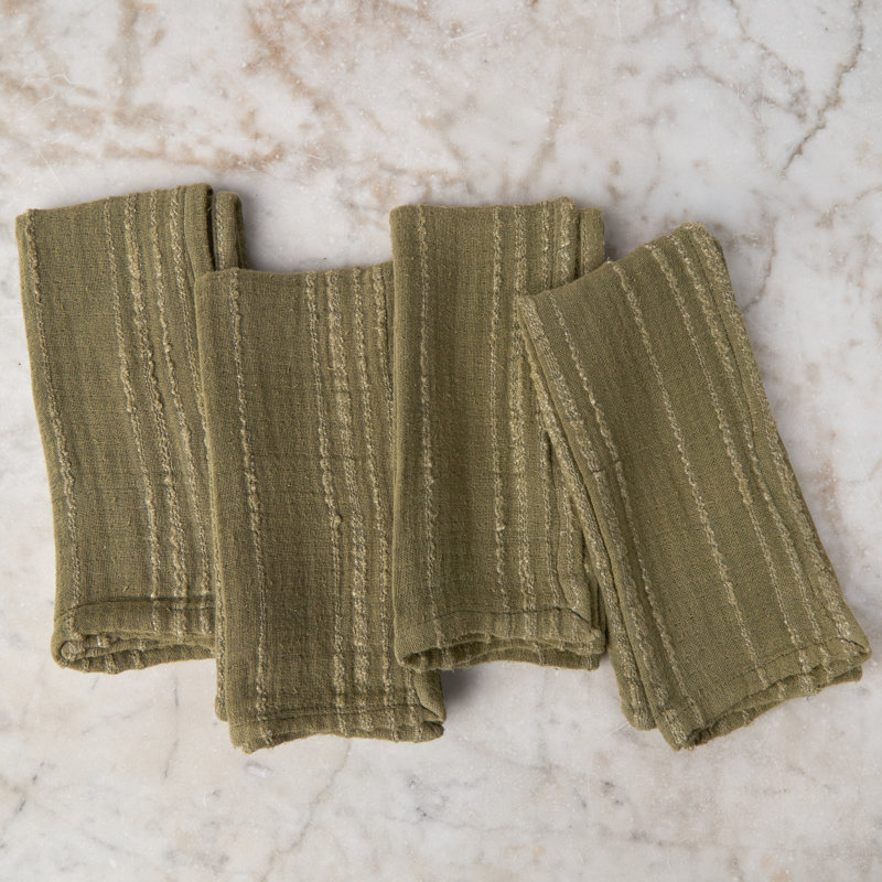 Kenwood 100% Cotton Striped Napkin, Moss