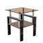Ensemble de 2 tables à thé modernes en verre trempé, plateau en verre trempé avec panneau de fibres à densité moyenne, table basse, table de bout, table carrée pour le salon, brun / noir-2144853633-2144853632