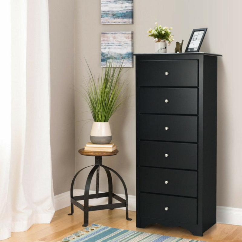 Commode 6 tiroirs avec commode 6 tiroirs, Noir