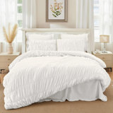 Nayoroom 3 Pieces Ruched Duvet Cover Set Bed Set Boho Shabby Chic Bedding Set For Bedroom Soft Fluffy Ruffle Comforter Cover Set With Pillowcases