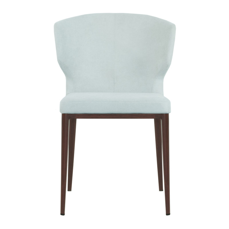 Chaise d'appoint à oreilles rembourrée Deveah, Bleu clair, Noyers