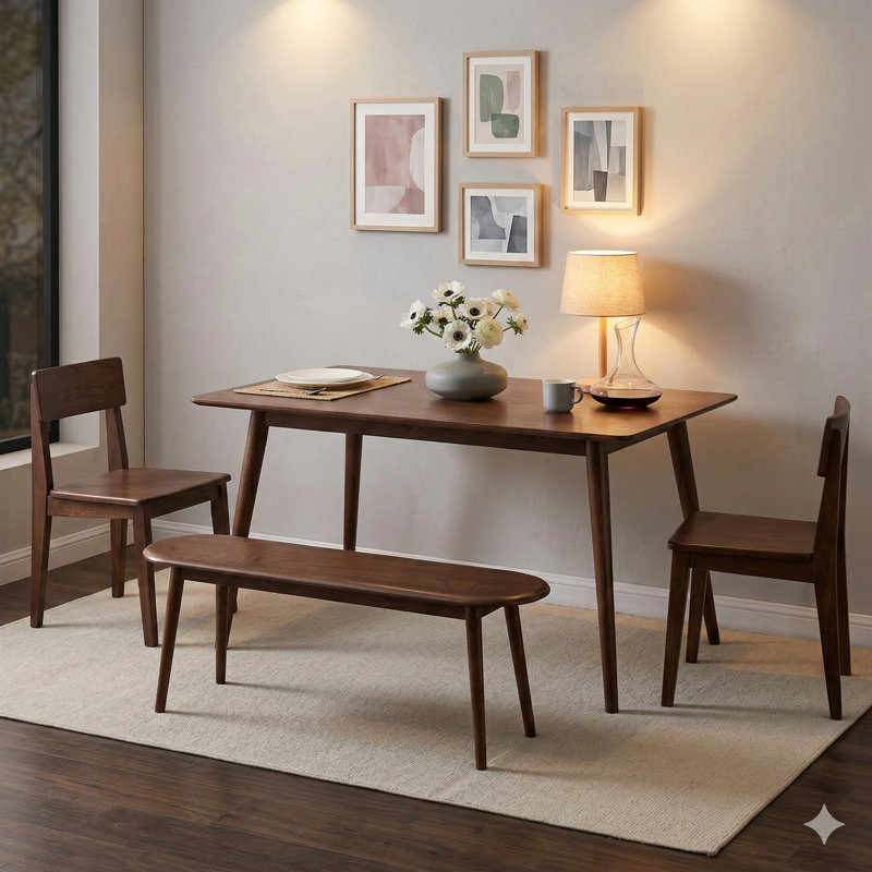 Natural Oak Wood Dining Bench or Table Bench for Living Room