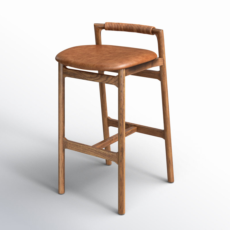 Baden Stool, Haven Tobacco/Genuine Leather, Lamont Nettlewood, Bar Stool (30" Seat Height)