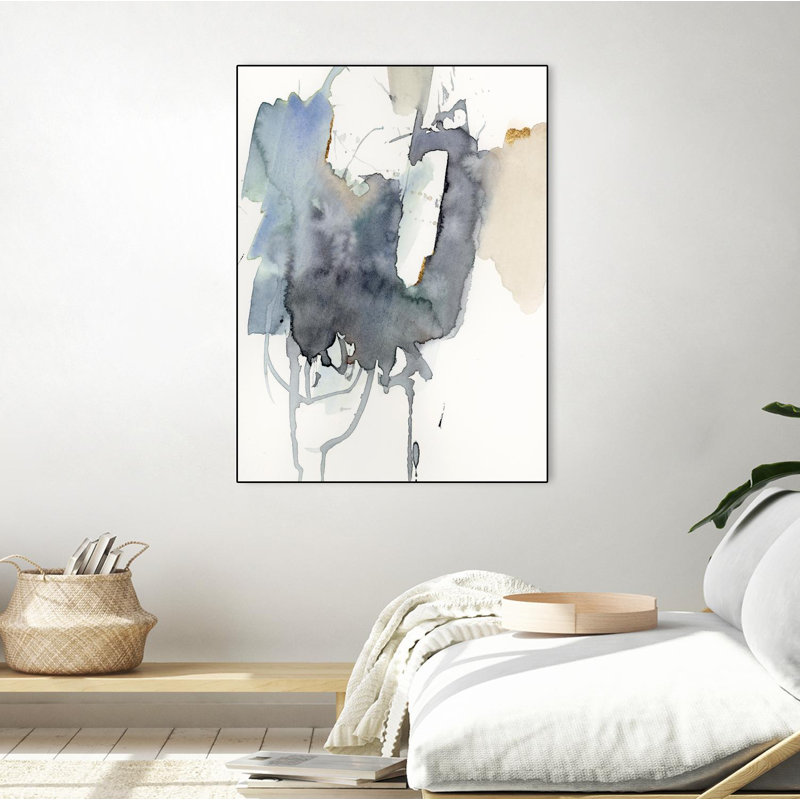 Indigo Splatter I par Victoria Barnes - reproduction sur toile flottante, H 40 po x l 30 po