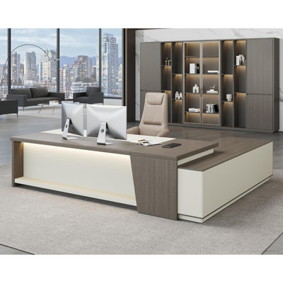 L Shaped Executive Desk with Drawers