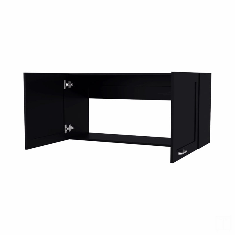 Kitchen Wall Cabinet With 2 Doors, Black
