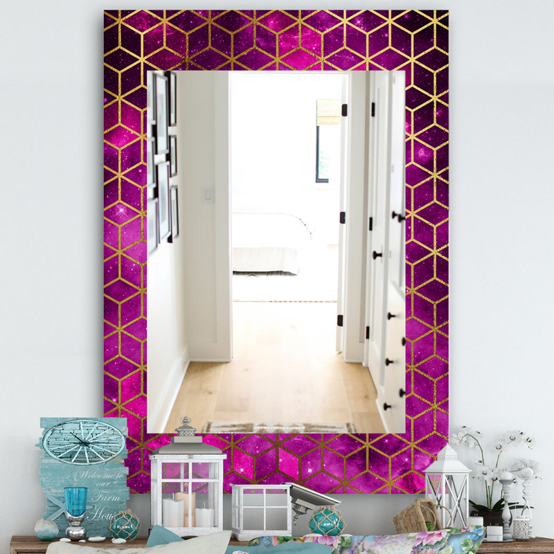 Mirror, 39.4" H x 29.5" W, Purple/Gold