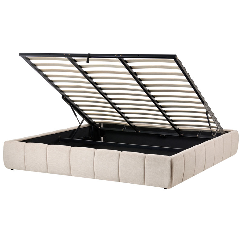 Saber Upholstered Fabric Lift Up Storage Ottoman Bed, Super King (6')